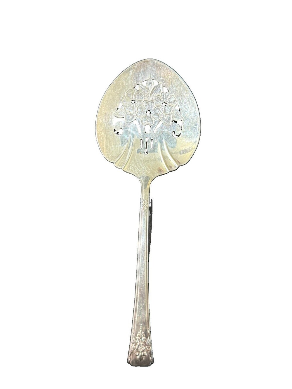 Wm Rogers Mountain Rose 1954 Silverplate Pierced Tomato Server 7 7/8” Vintage